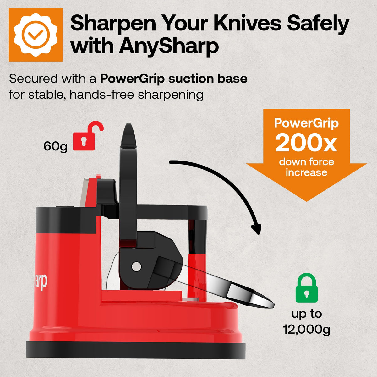 AnySharp Global Knife Sharpener, One Size, Red